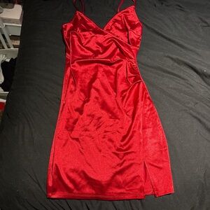 Red Satin Slip Dress